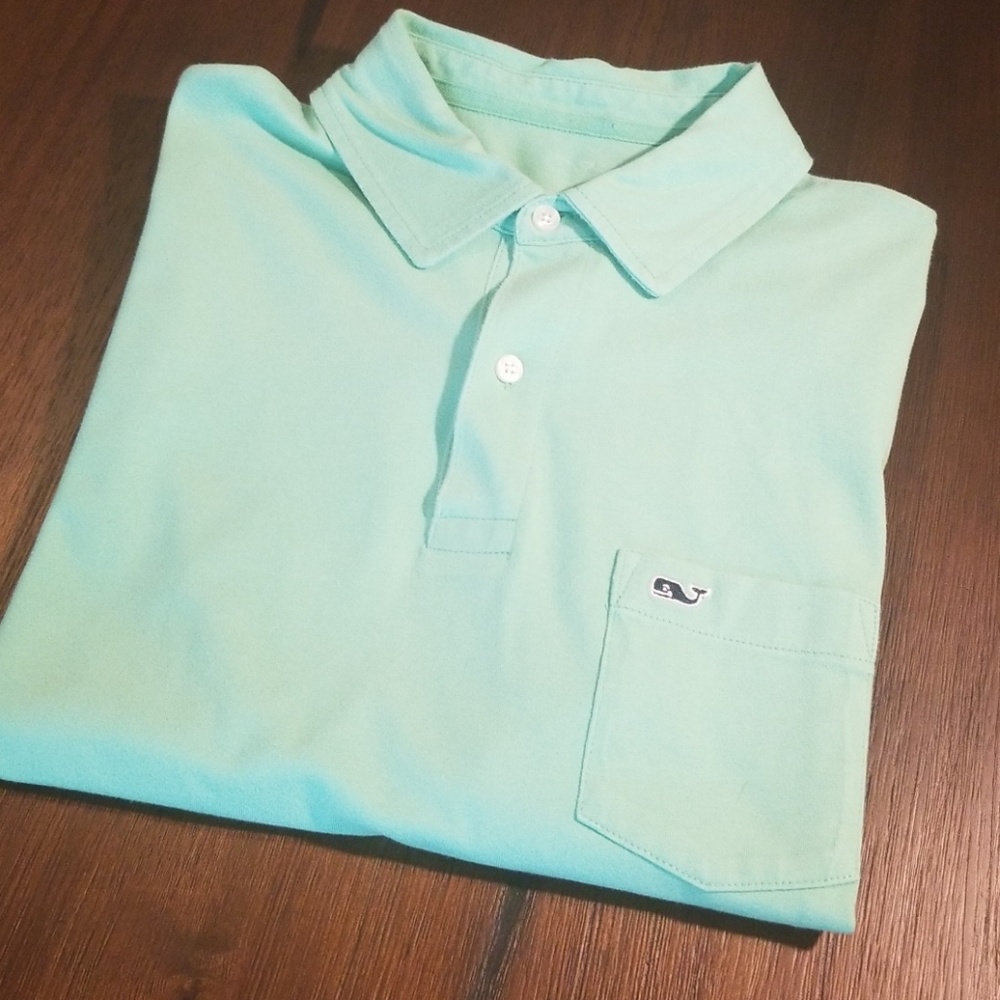 Vineyard Vines mint green polo shirt w/pocket L
